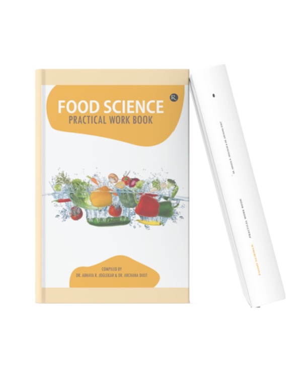 Academic practical workbook on food science featuring fresh vegetables and food ingredients, designed for nutrition, food technology, and laboratory studies.