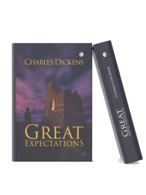 Great Expectations by Charles Dickens | Classic English Novel Dark-themed hardcover edition of Great Expectations by Charles Dickens featuring a mysterious old tower under a purple evening sky.