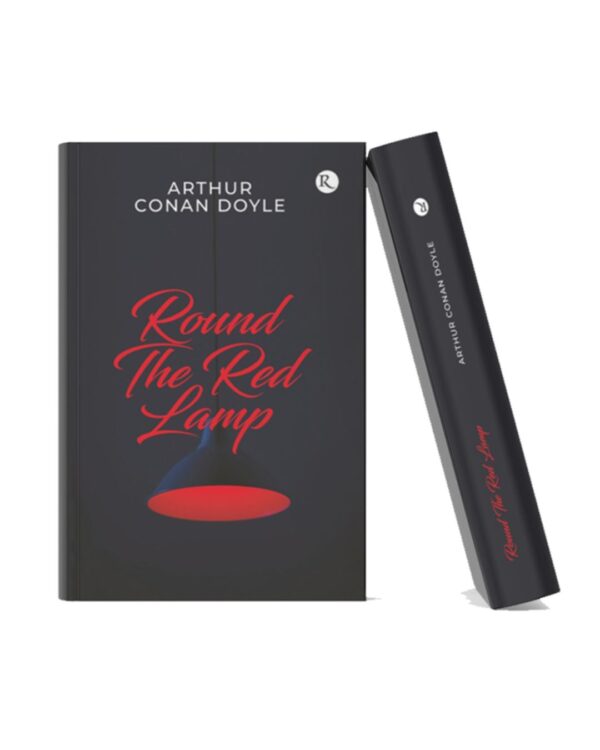 Book cover of Round the Red Lamp by Arthur Conan Doyle featuring a glowing red lamp on a dark background with elegant red typography.