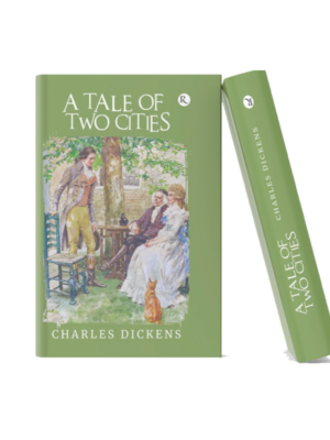 A Tale of Two Cities by Charles Dickens | Classic Historical Novel Green hardcover edition of A Tale of Two Cities by Charles Dickens with vintage illustrated cover art.