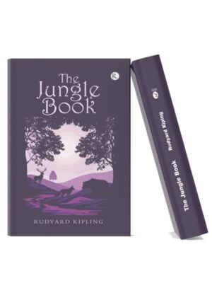 Book cover of The Jungle Book by Rudyard Kipling featuring a purple-toned jungle landscape with animal silhouettes and trees.