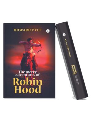 Book cover of The Merry Adventures of Robin Hood by Howard Pyle featuring an archer on horseback against a dramatic red sunset background.