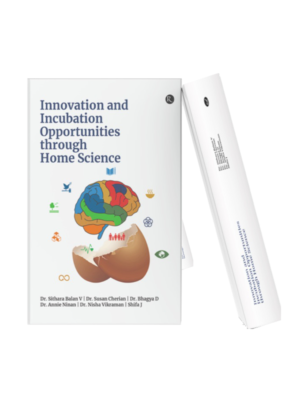 Innovation and Incubation Opportunities through Home Science Book cover of Innovation and Incubation Opportunities through Home Science featuring a colorful brain illustration emerging from an eggshell with educational and innovation-themed icons on a white background.