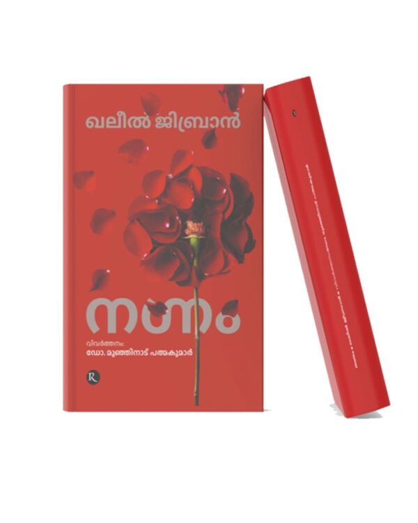 Nasam Malayalam novel book cover with red rose design