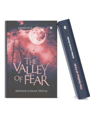 The Valley of Fear by Arthur Conan Doyle book mockup with moonlit mystery-themed cover.